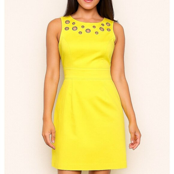 Cremieux grommet yellow vintage style dress Size 4 NWT - Picture 1 of 11